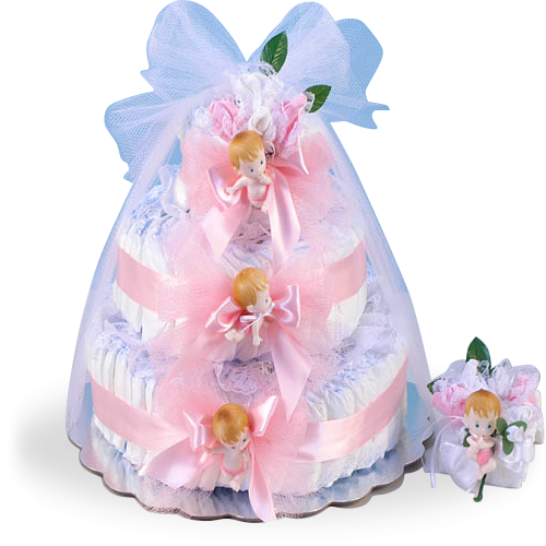 Delightful Baby Girl Diaper Cake Gift Set