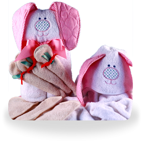 Hooded Rabbit Baby Towel Gift Set Personalized