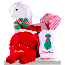 Christmas Outfit, Santa Hat, & Bib Personalized Baby Gift for Boys